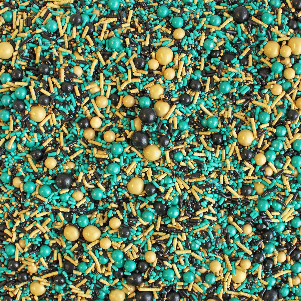 Sprinkle Pop Black, Gold & Teal Sporty Sprinkle Mix, 4 oz. image 1