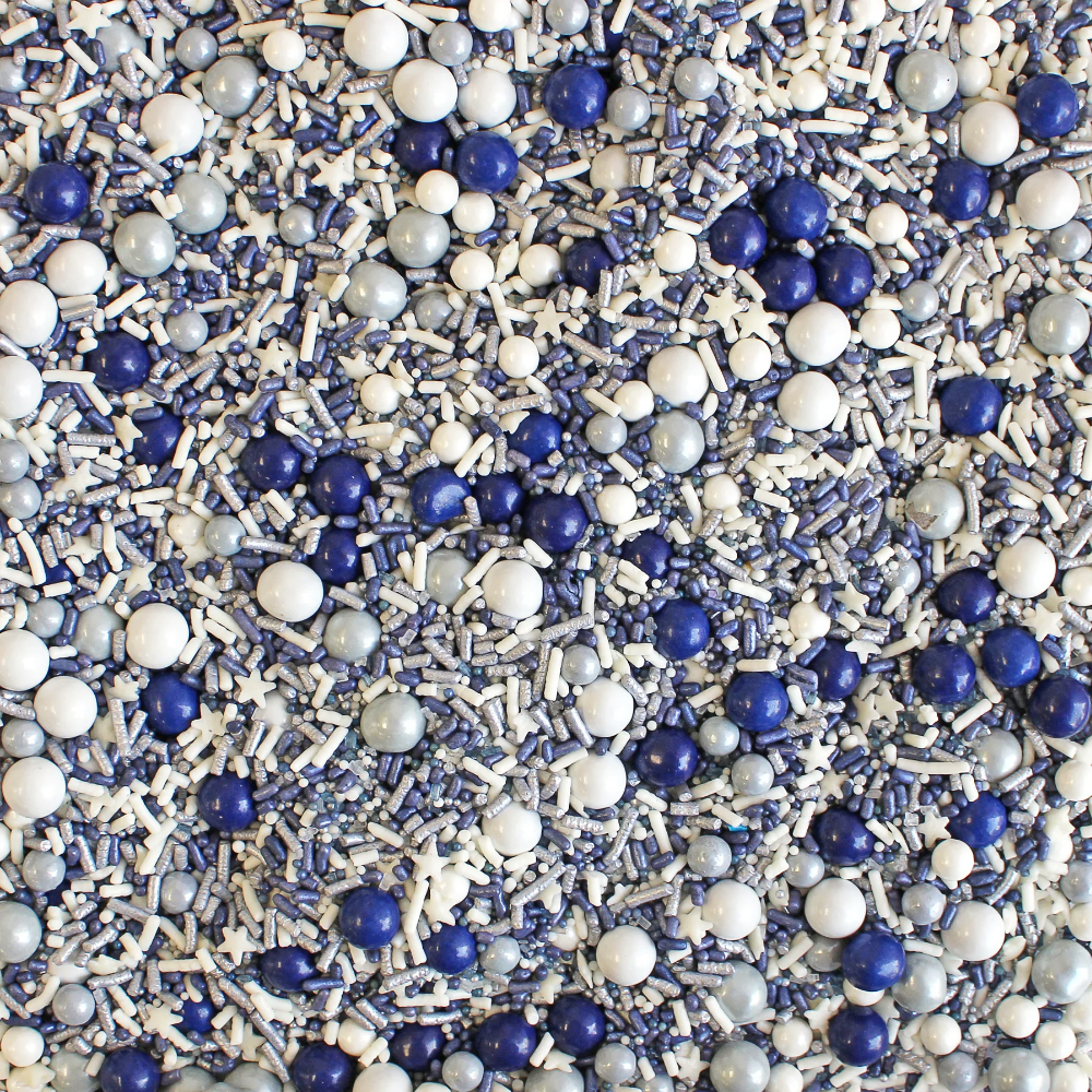 Sprinkle Pop Navy Blue, Silver & White Sprinkle Mix, 4 oz. image 1