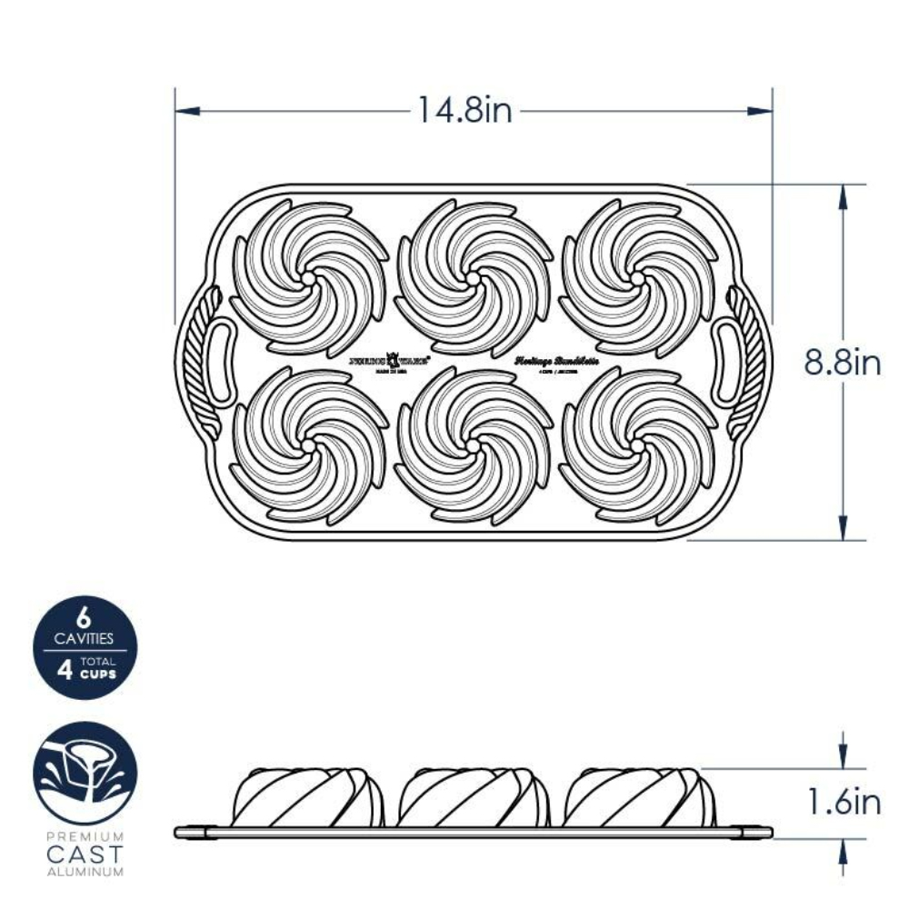 Nordic Ware Heritage Bundtlette Pan, 6 Cavities image 4