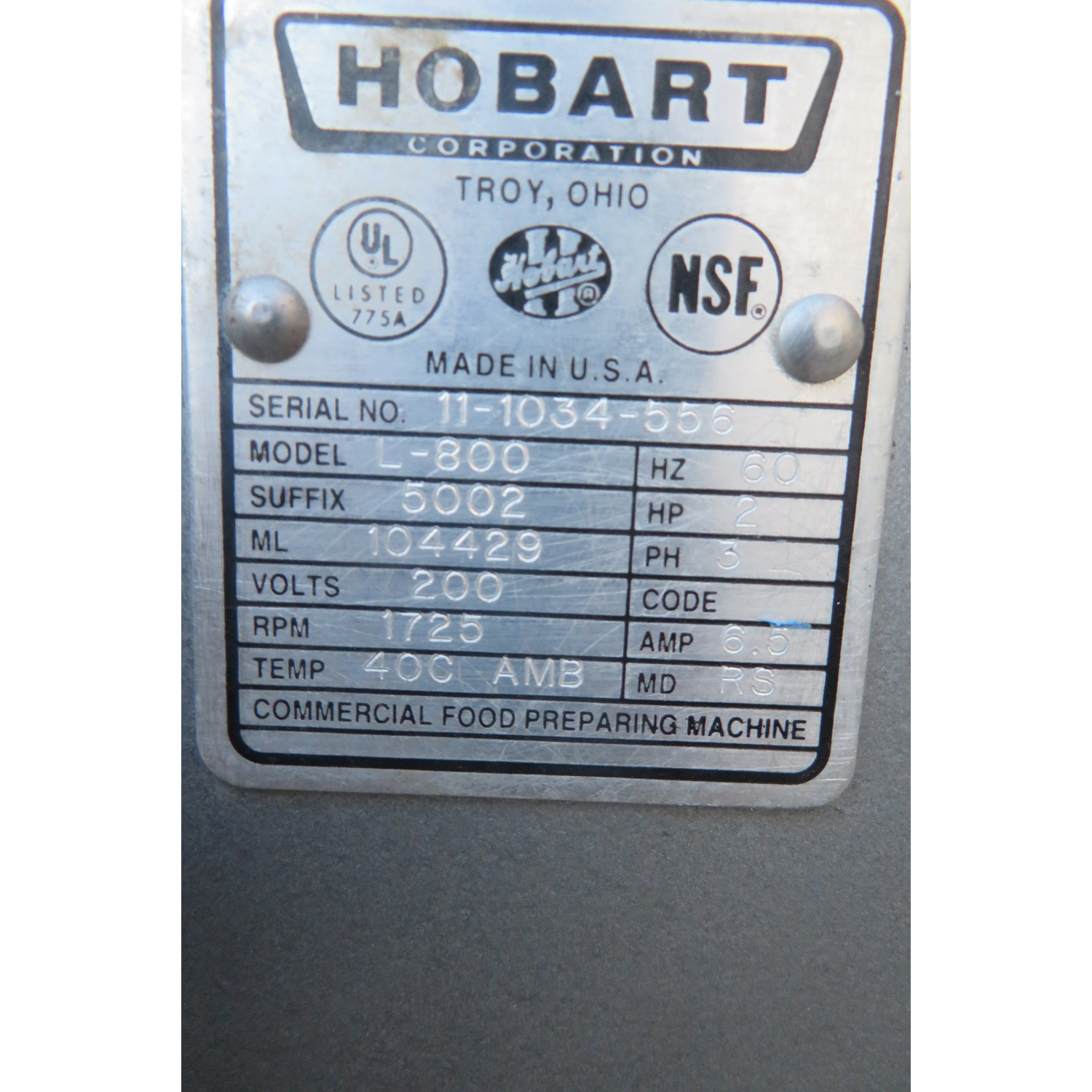 Hobart 80 Quart L800 Mixer, Used Great Condition image 3