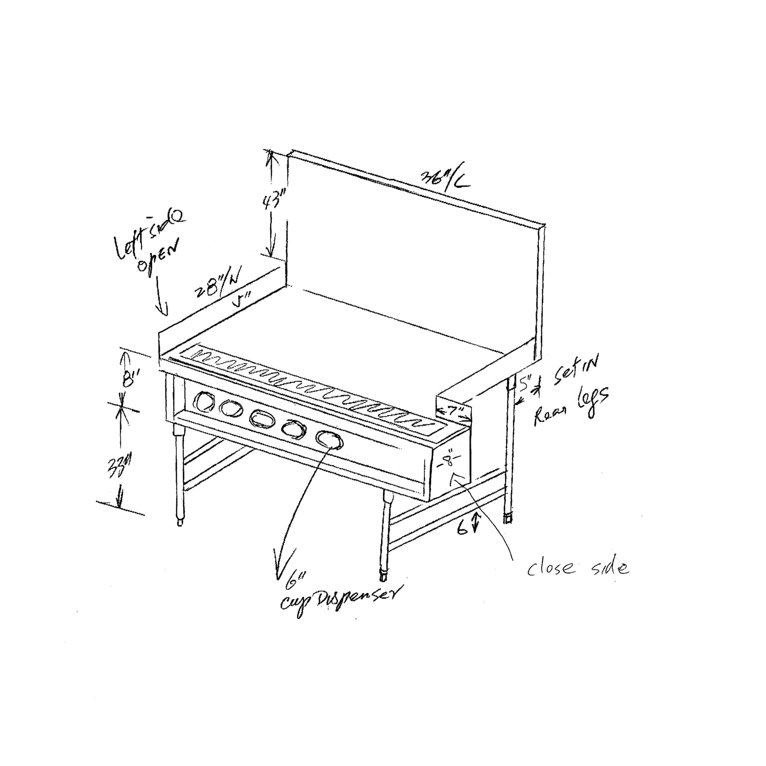 Coffee Table 36" W/Backsplash image 1