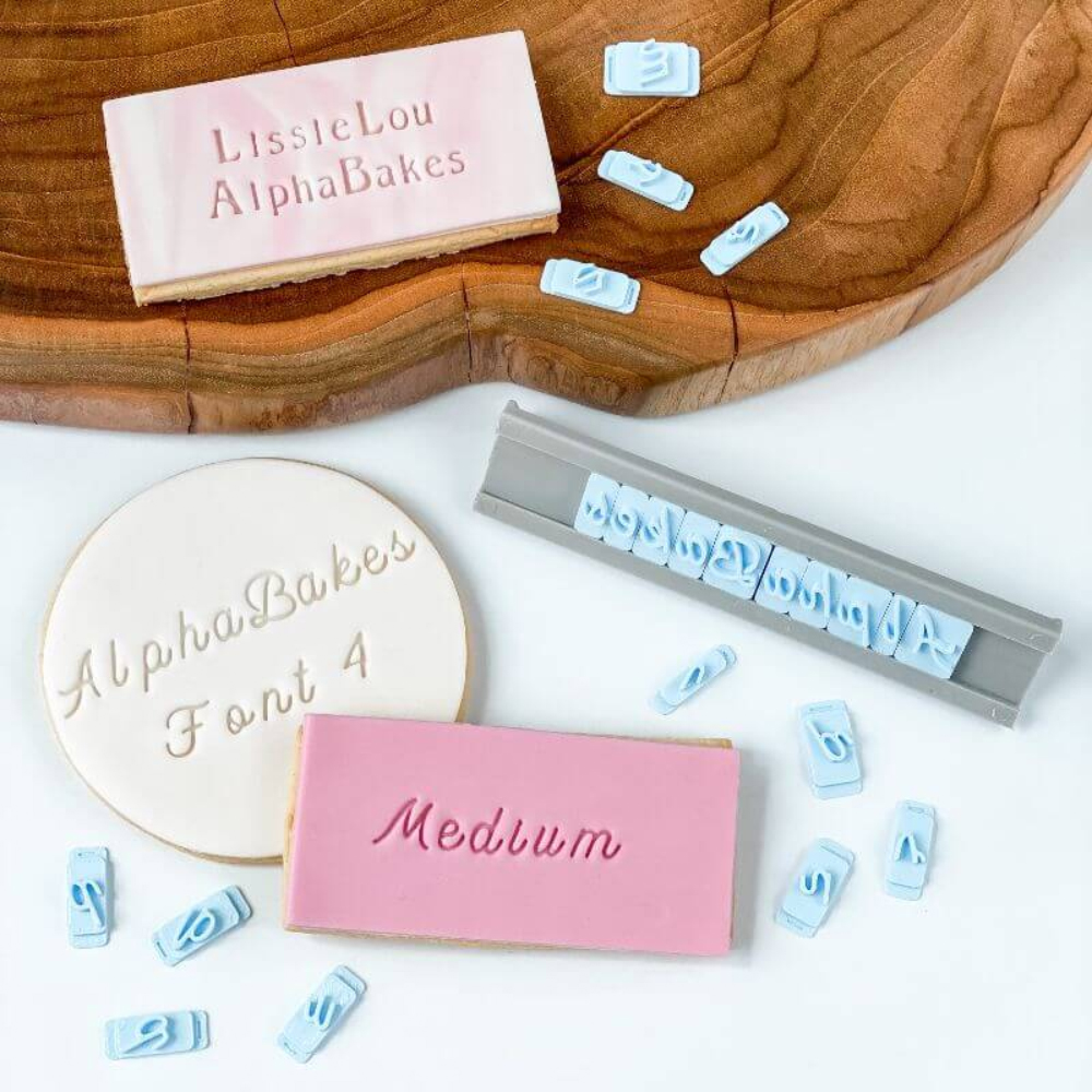 Lissie Lou Alpha Bakes Font 4 Lowercase Alphabet Stamp Tile Set image 1