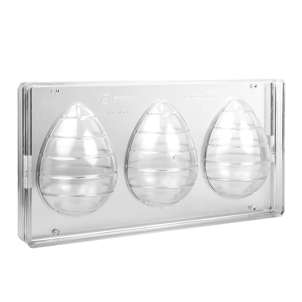 Chocolate World Clear Polycarbonate Chocolate Mold, Egg with Horizontal Stripes image 1
