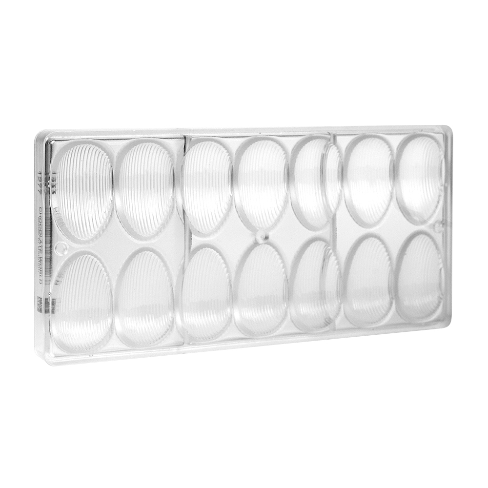 Chocolate World Polycarbonate Chocolate Mold, Striped Egg, 22 gr., 14 Cavities image 2