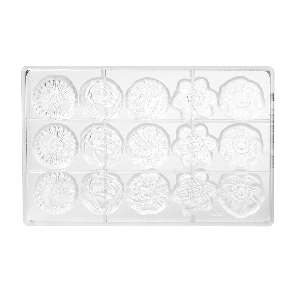 Chocolate World Polycarbonate Chocolate Mold, Flower Caraque, 15 Cavities  image 1