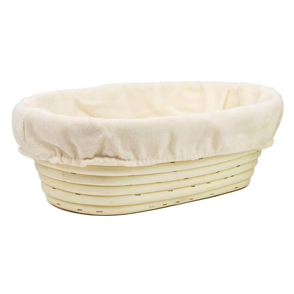 Vollum Brotform Oval Proofing Basket with Linen, 10" x 7", 1 lb image 5