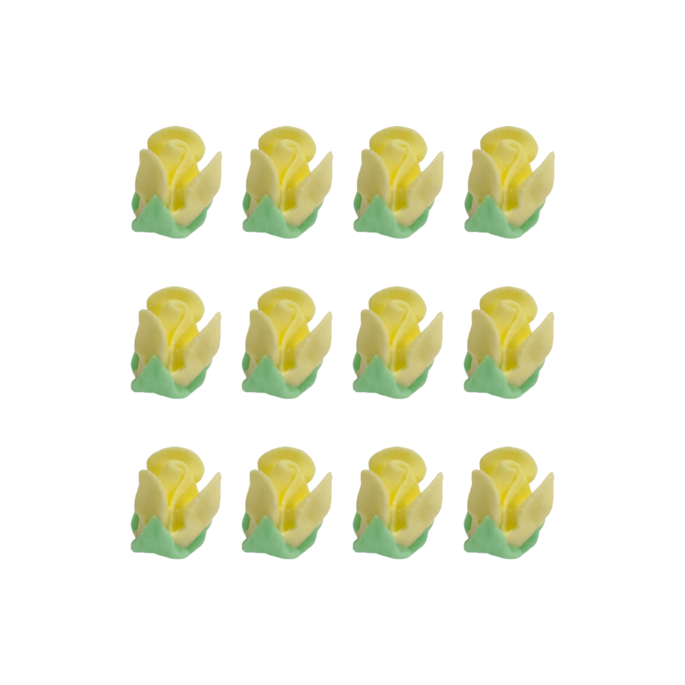 O'Creme Yellow Royal Icing Rosebuds, Set of 12 image 1