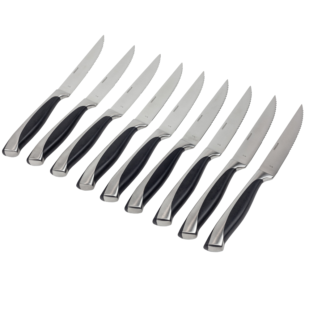 One Piece Stainless Steel Serrated Steak Knives, Heavy Duty Forged, Set of 12 image 1