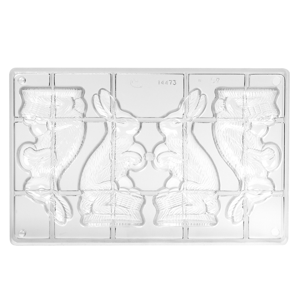 Polycarbonate Chocolate Mold, Rabbit Delivering Eggs, 4 Cavities image 1