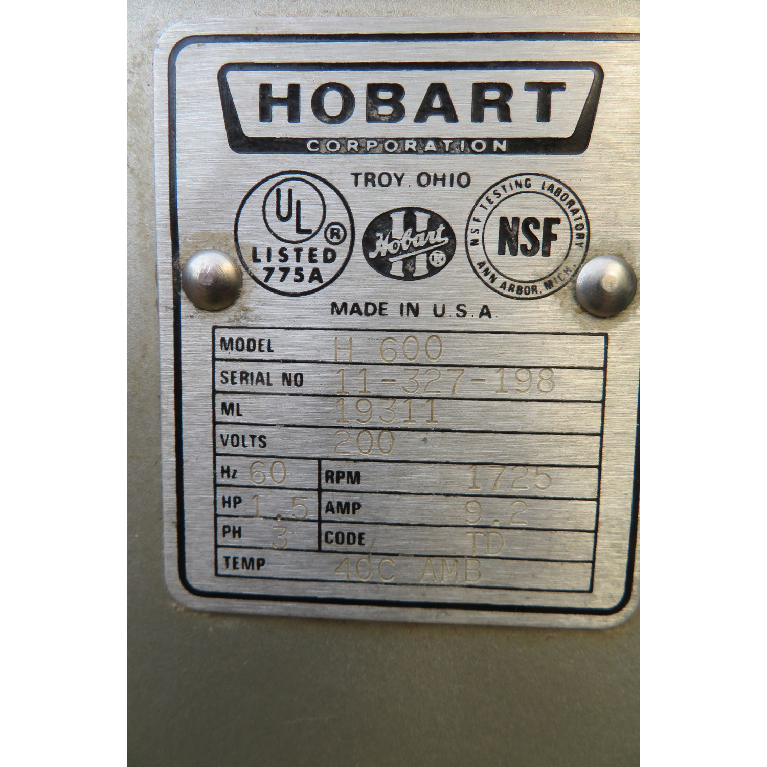 Hobart H600 60 Quart Mixer 'With Power Bowl Lift', Used Great Condition image 3