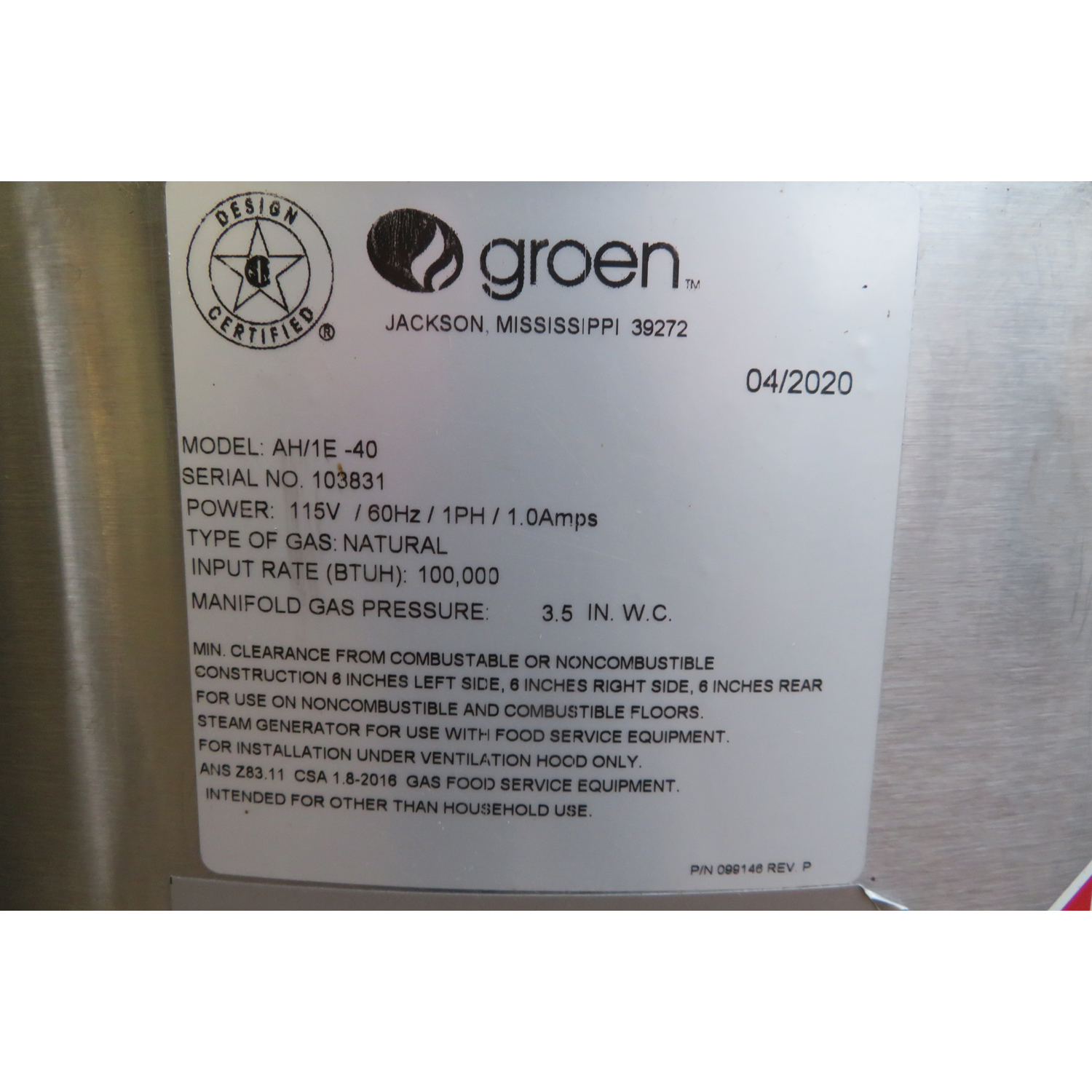Groen AH/1E-40 40 Gal Gas Kettle, Used Great Condition image 5