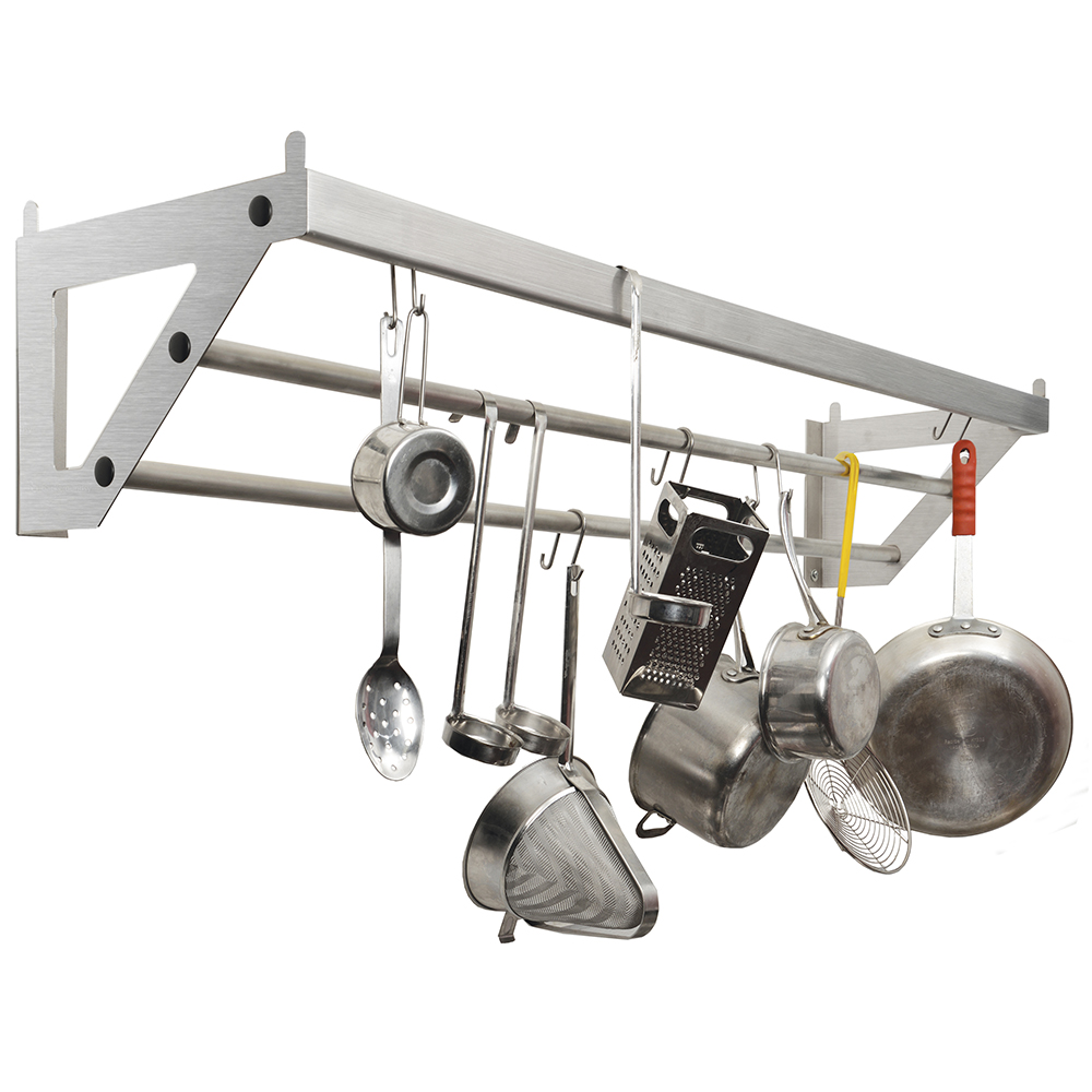 Focus Food Service Wall Mount Pot Rack, 14" x 60" image 1