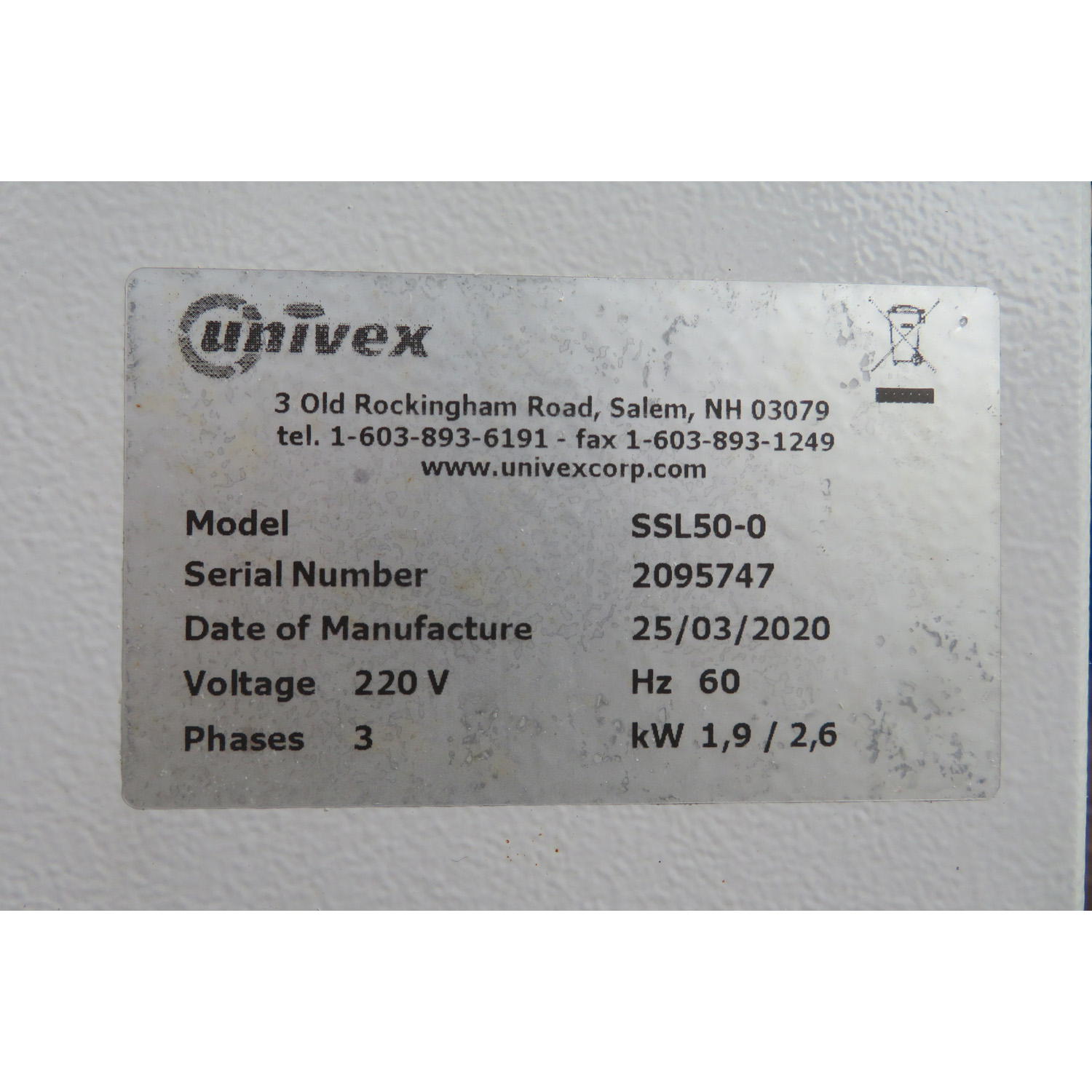 Univex SSL-50 70 Quart Spiral Mixer, Used As Demo image 5