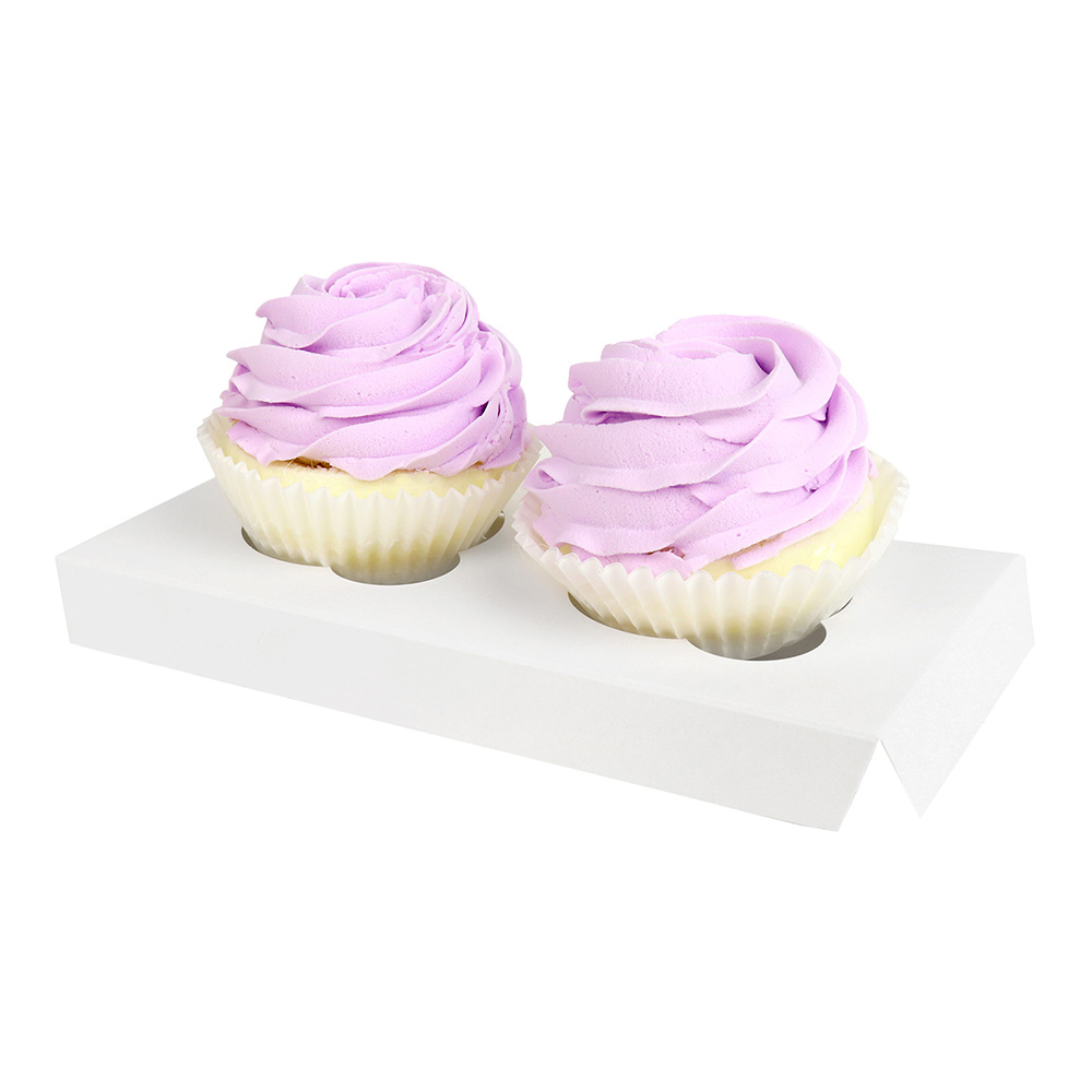 O'Creme White Cardboard Insert for Cupcakes, 2 Cavities - Pack of 5 image 1