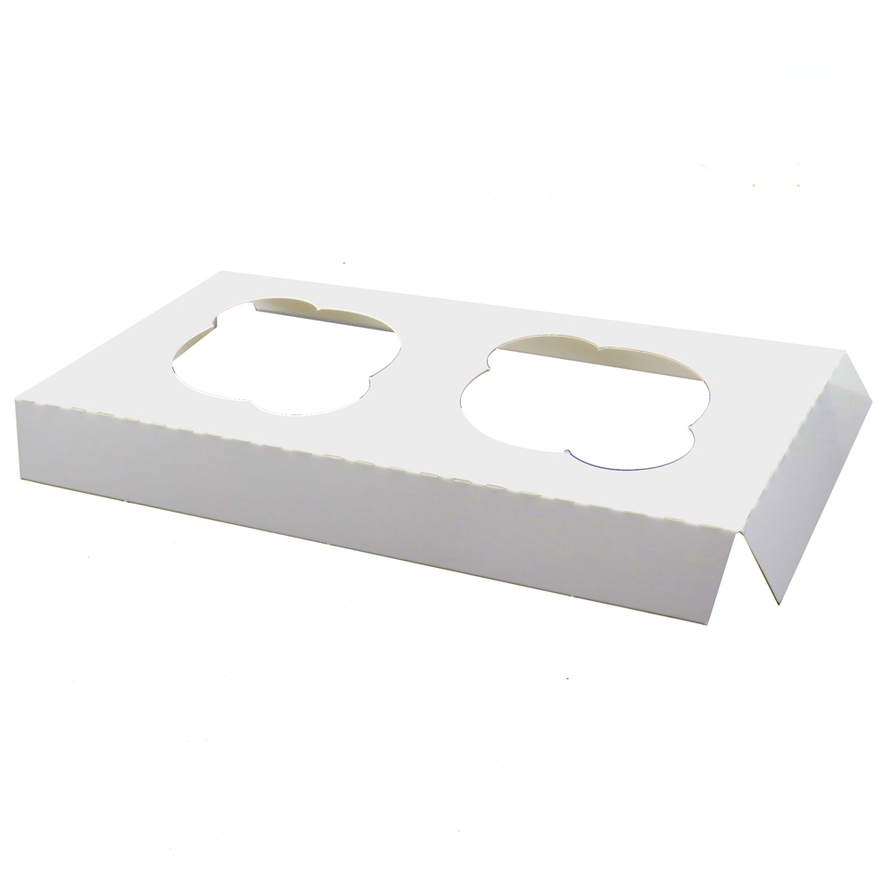 O'Creme White Window Cupcake Box with Insert, 8" x 4" x 4" - Pack of 5 image 3