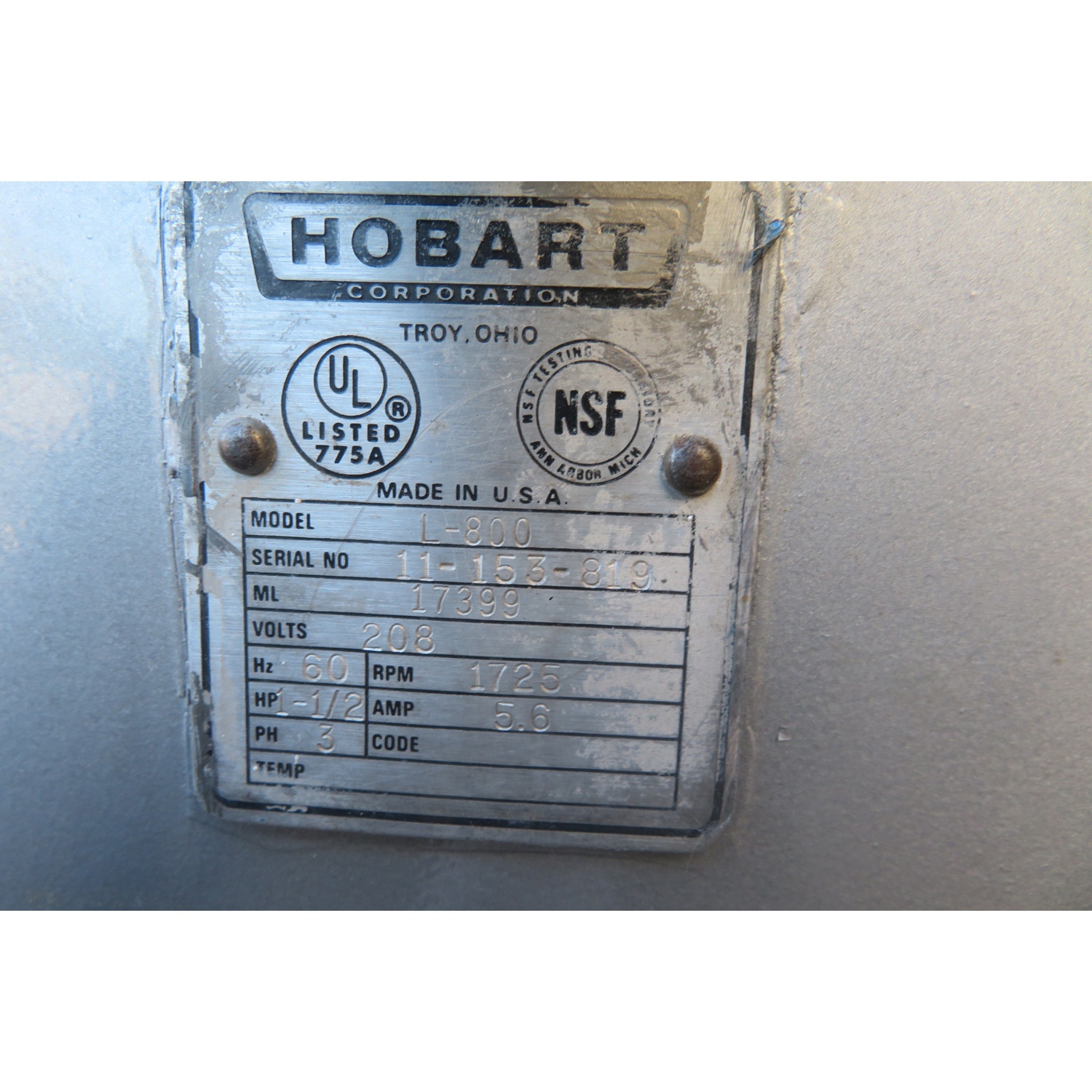 Hobart 80 Quart L800 Mixer, Used Excellent Condition image 4