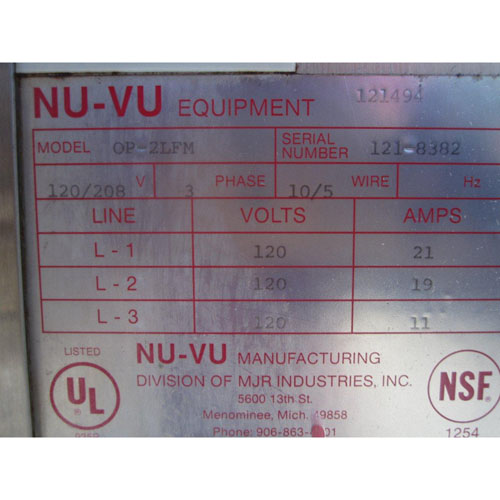 Nu-Vu Oven / Proofer OP-2LFM Used Very Good Condition image 7