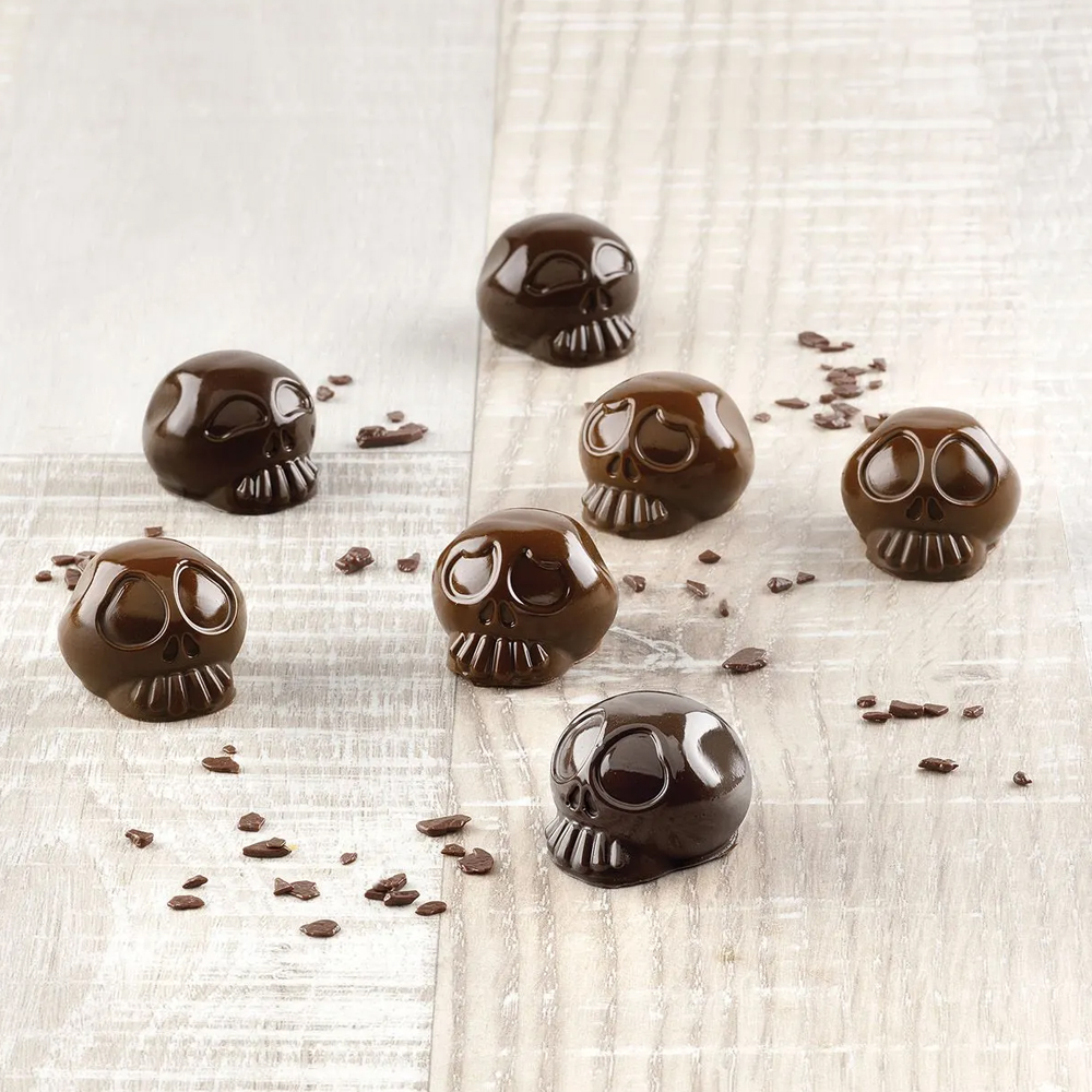 Silikomart Silicone Chocolate Mold, Amleto Skull, 9 Cavities image 1