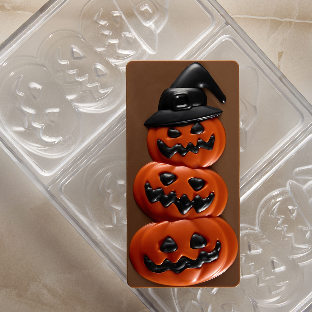 Pavoni Polycarbonate Chocolate Mold by Fabrizio Fiorani, Pumpkin, 3 Cavities image 1