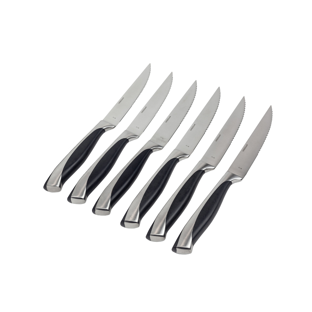 One Piece Stainless Steel Serrated Steak Knives, Heavy Duty Forged, Set of 6 image 1