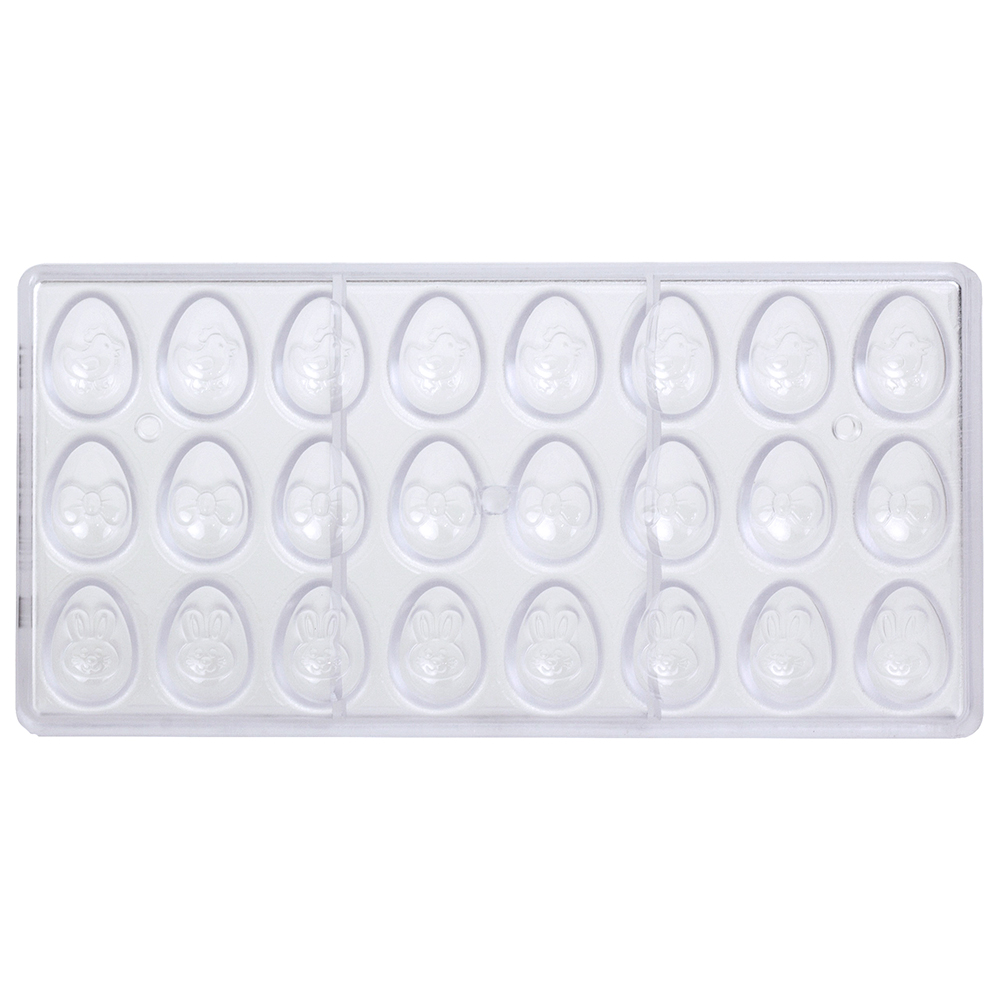 Chocolate World Clear Polycarbonate Chocolate Mold, Playful Eggs with Easter Figures, 24 Cavities image 1