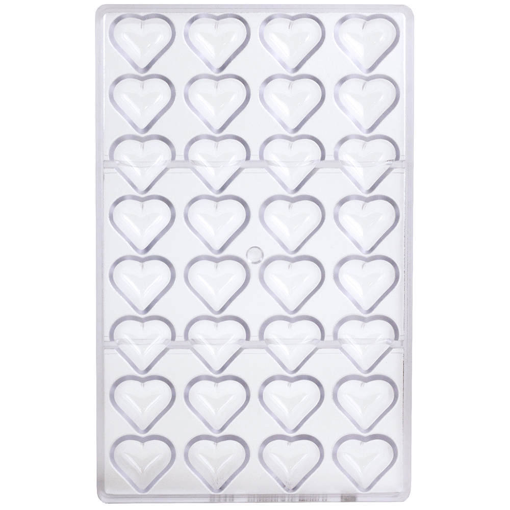 Chocolate World Clear Polycarbonate Chocolate Mold, Heart, 32 Cavities image 1