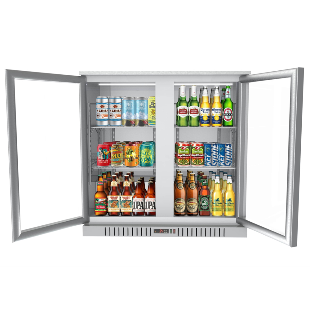 KoolMore 35 in. Stainless Steel Two-Door Back Bar Refrigerator - 7.4 Cu Ft. image 3