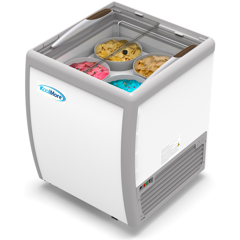 KoolMore 26 in. 4 Tub Ice Cream Dipping Cabinet Display Freezer with Sliding Glass Door, 6 cu. ft. image 1