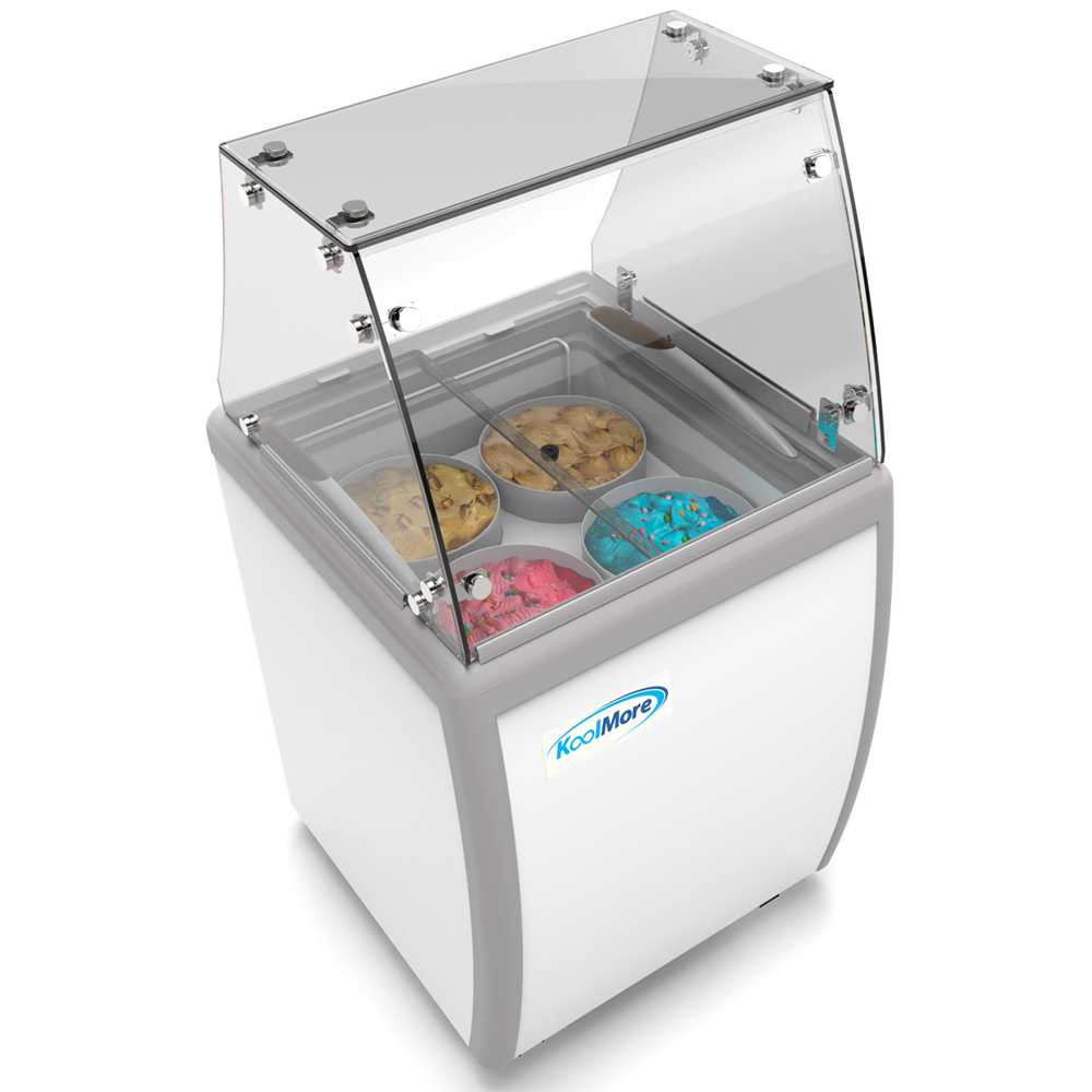 KoolMore 26 in. 4 Tub Ice Cream Dipping Cabinet Display Freezer with Sliding Glass Door and Sneeze Guard, 6 cu. ft. image 1