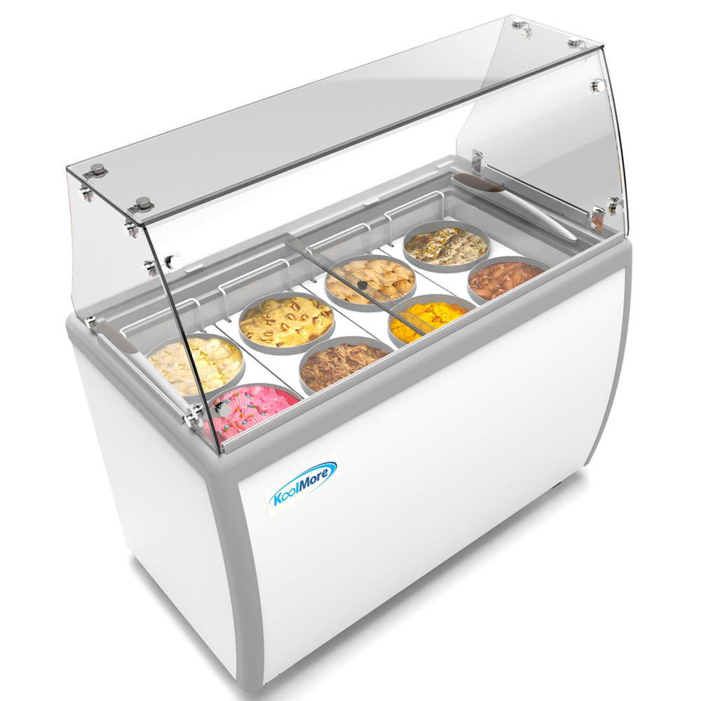 KoolMore 8 Tub Ice Cream Dipping Cabinet Display Freezer with Sliding Glass Door and Sneeze Guard 13 cu. ft. image 1