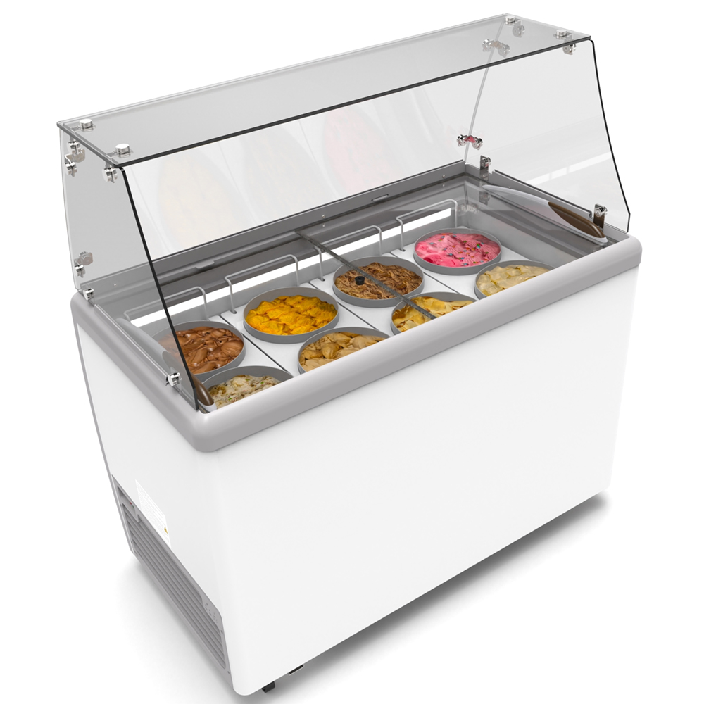 KoolMore 8 Tub Ice Cream Dipping Cabinet Display Freezer with Sliding Glass Door and Sneeze Guard 13 cu. ft. image 2