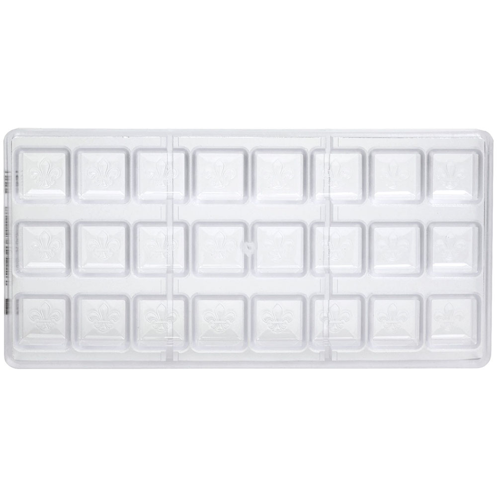 Chocolate World Clear Polycarbonate Chocolate Mold, Square Fleur De Lys, 24 Cavities image 2