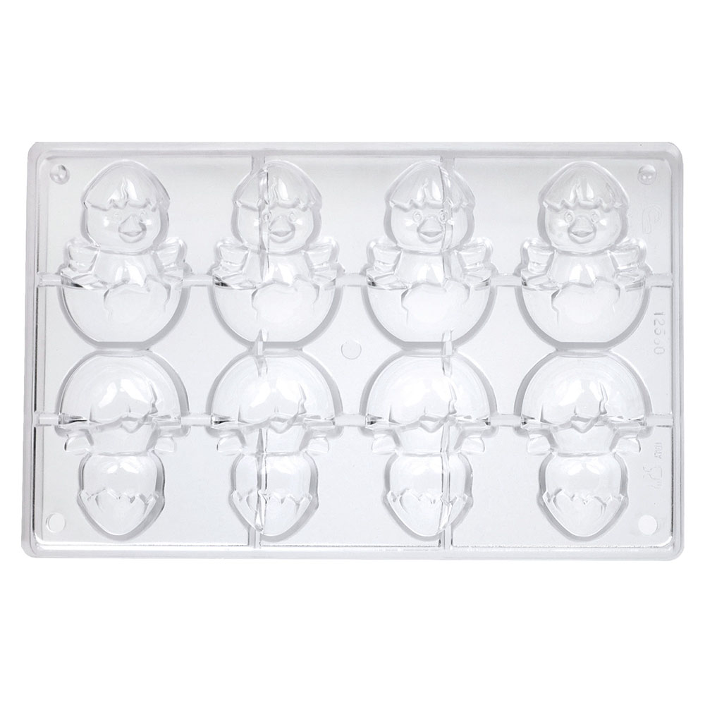 Polycarbonate Easter Chocolate Mold Chick-in-Egg, 8 Cavities (4 Front & 4 Back) image 1