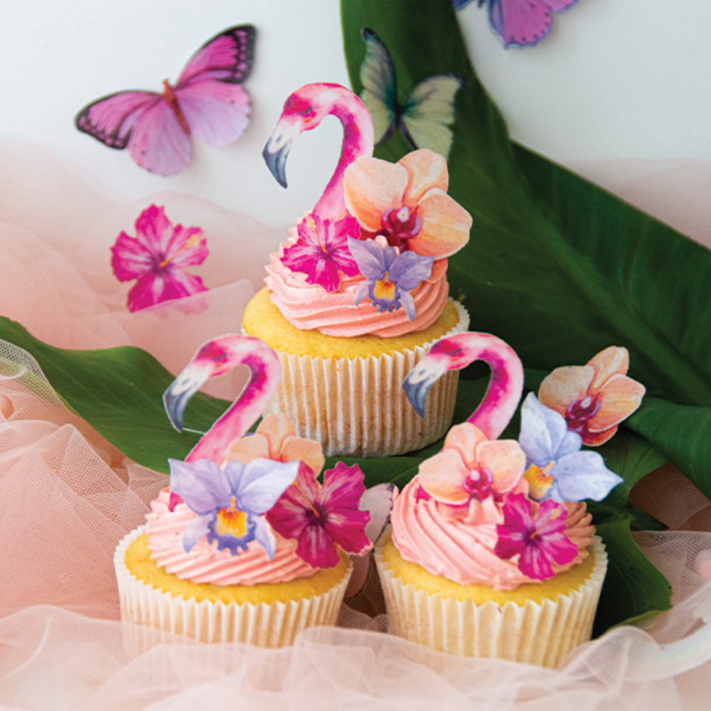 Crystal Candy Edible Wafer Paper Flamingo Toppers image 1
