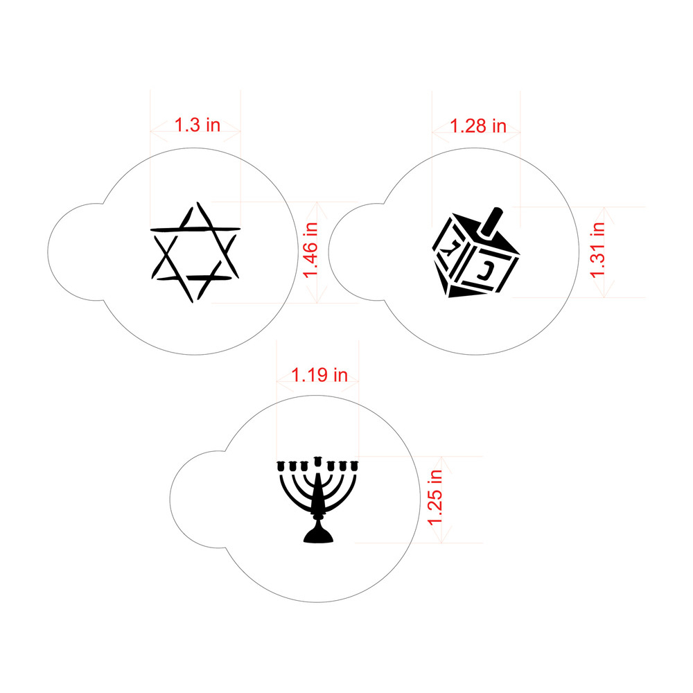 Designer Stencils Decorating Stencil Jewish Symbols Tops 1.5" image 1