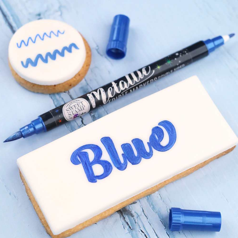 Sweet Stamp Blue Metallic Edible Marker image 2