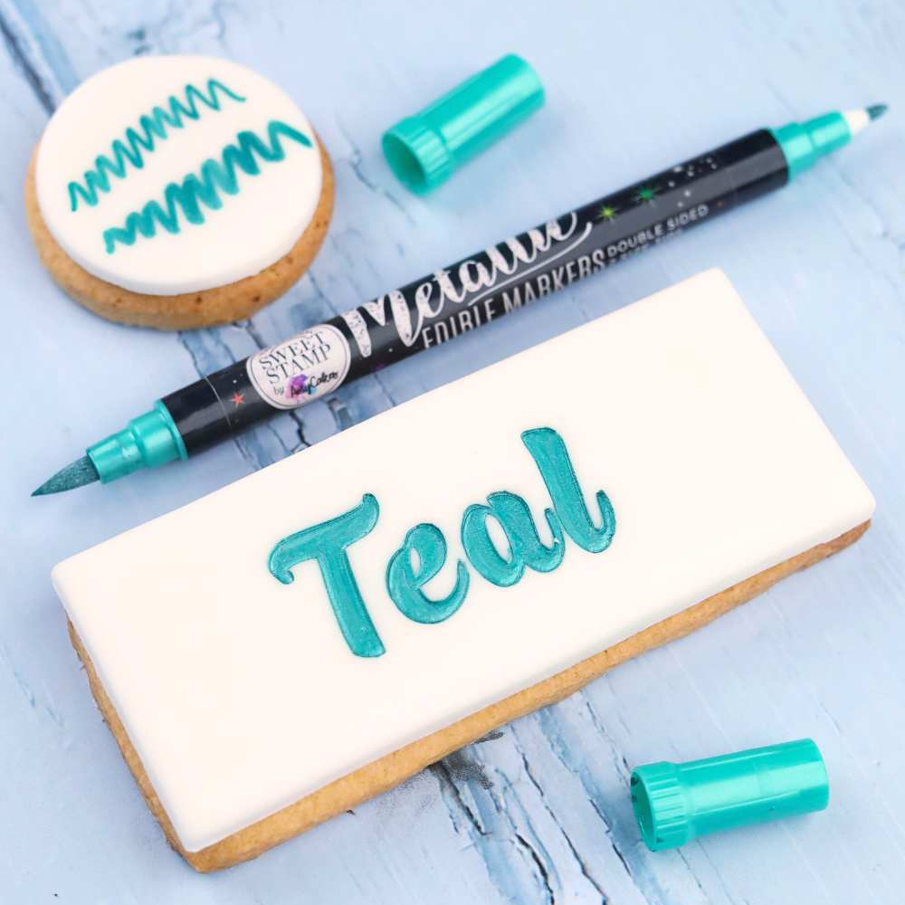 Sweet Stamp Teal Metallic Edible Marker image 2