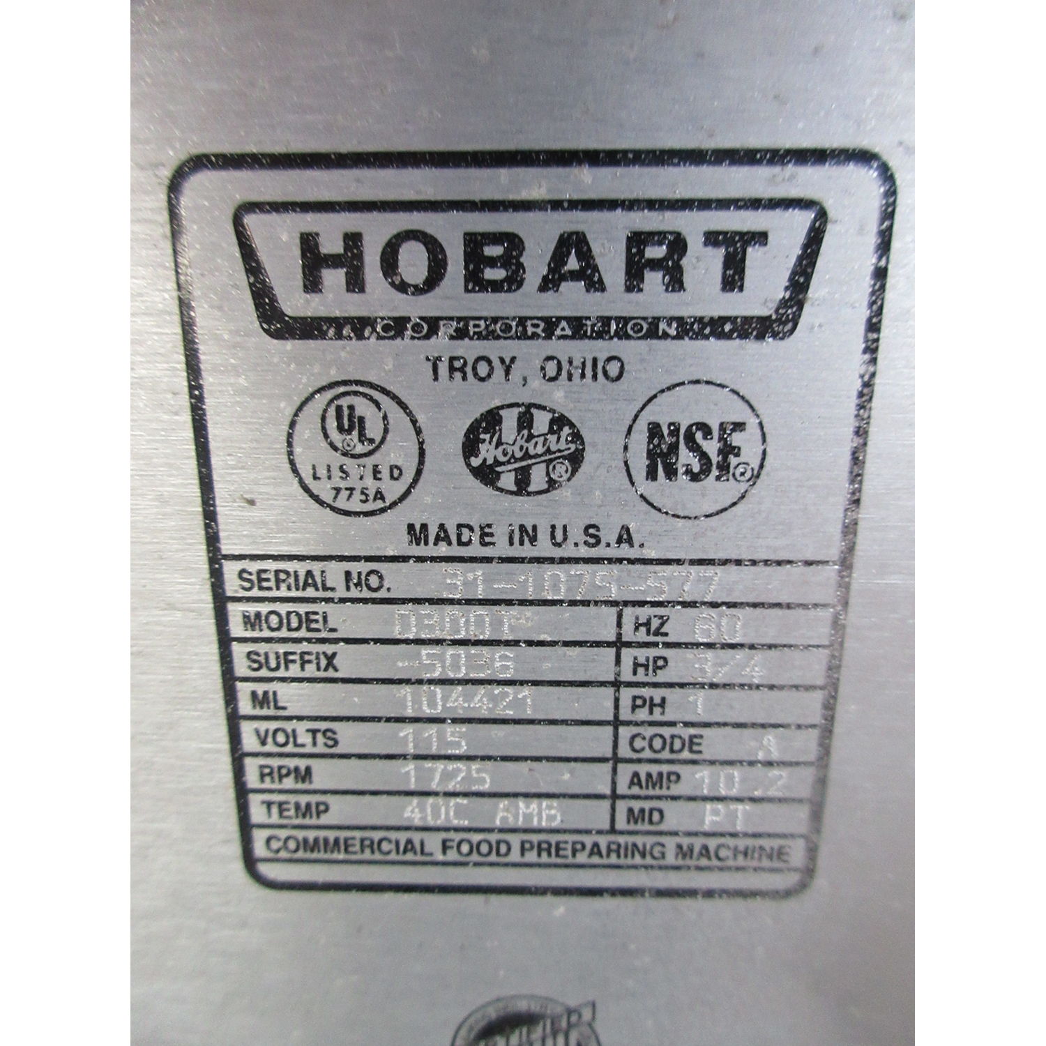 Hobart D300T Mixer 30 Qt, Used Excellent Condition image 3