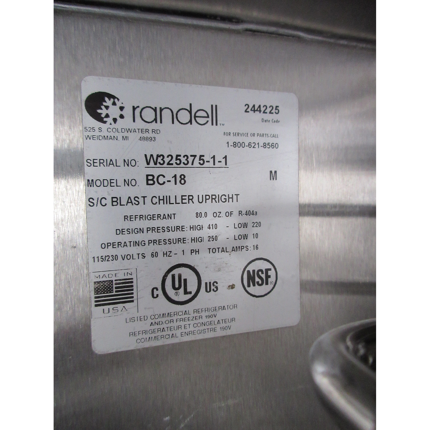 Randell BC-18 Blast Chiller, Used Excellent Condition image 4