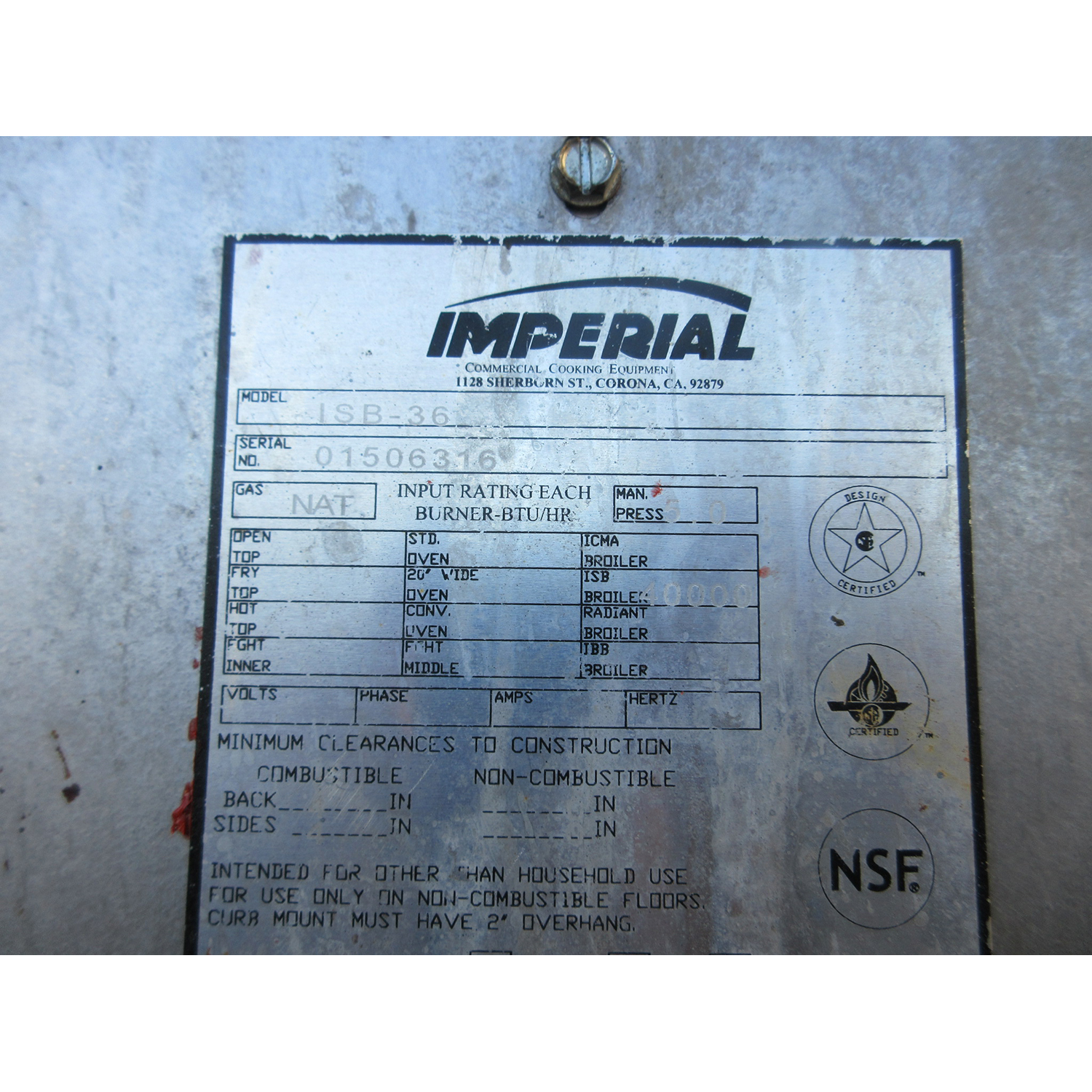 Imperial IR-6-IRSB 6 Burner Range with Salamander Broiler, Gas, Used Excellent Condition image 5