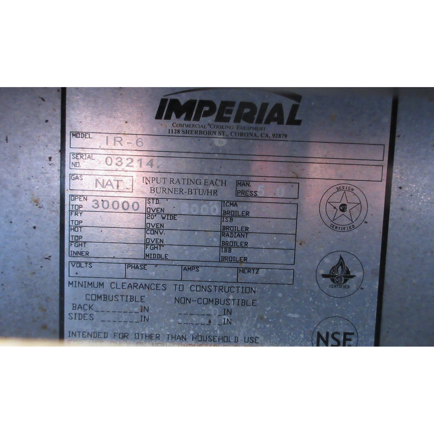 Imperial IR-6-IRSB 6 Burner Range with Salamander Broiler, Gas, Used Excellent Condition image 6