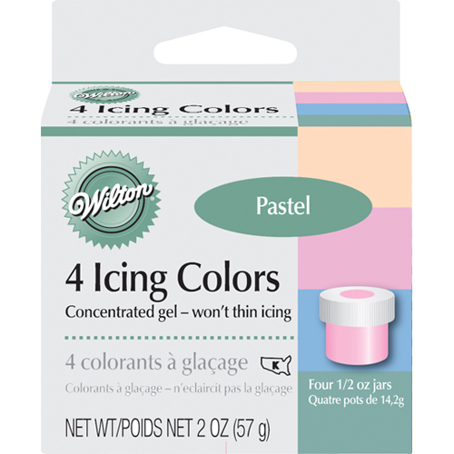 Wilton Food Color Icing Pastel Icing Colors. Four 1/2 oz. Jars Gel