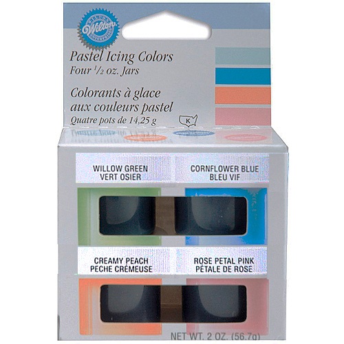 Wilton Food Color Icing Pastel Icing Colors. Four 1/2 oz. Jars Gel