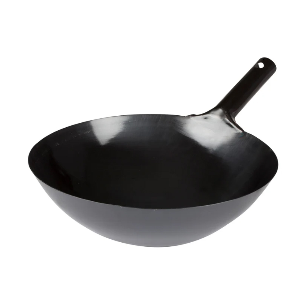 Winco Black Carbon Steel Wok, 14" image 1