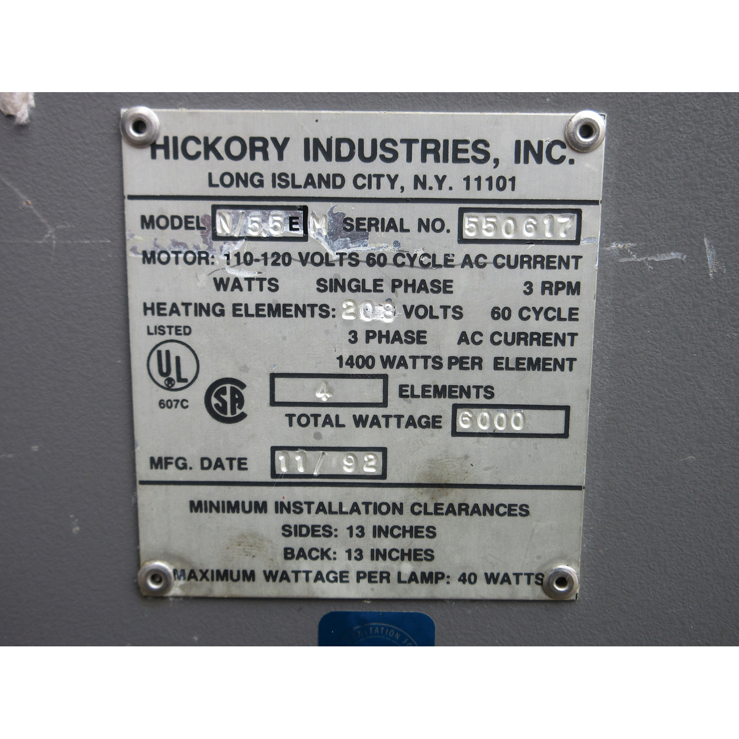 Hickory N/5.5 E Rotisserie 5 Spit, Electric, Used Excellent Condition image 5