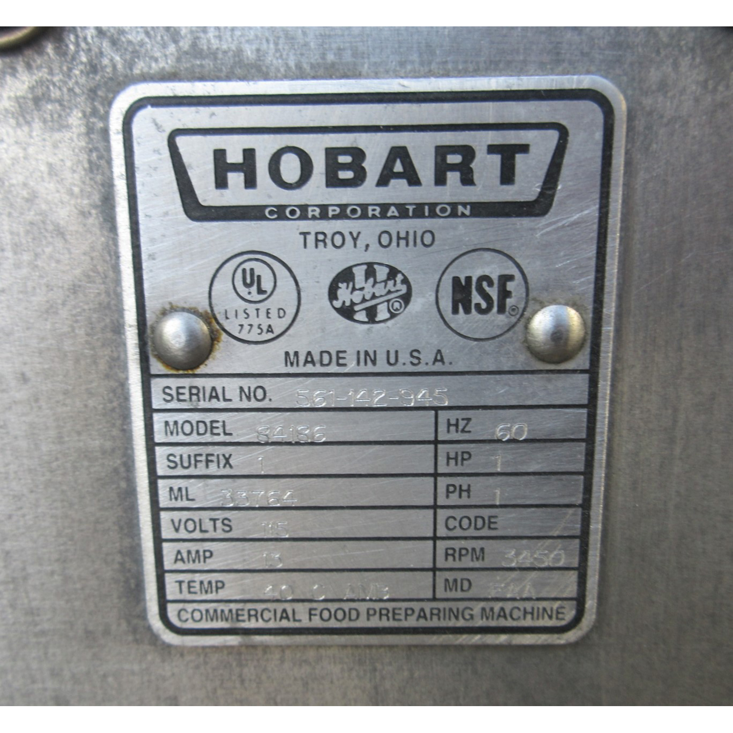 Hobart 84186 Buffalo Chopper, 18" Bowl, Used Excellent Condition image 3