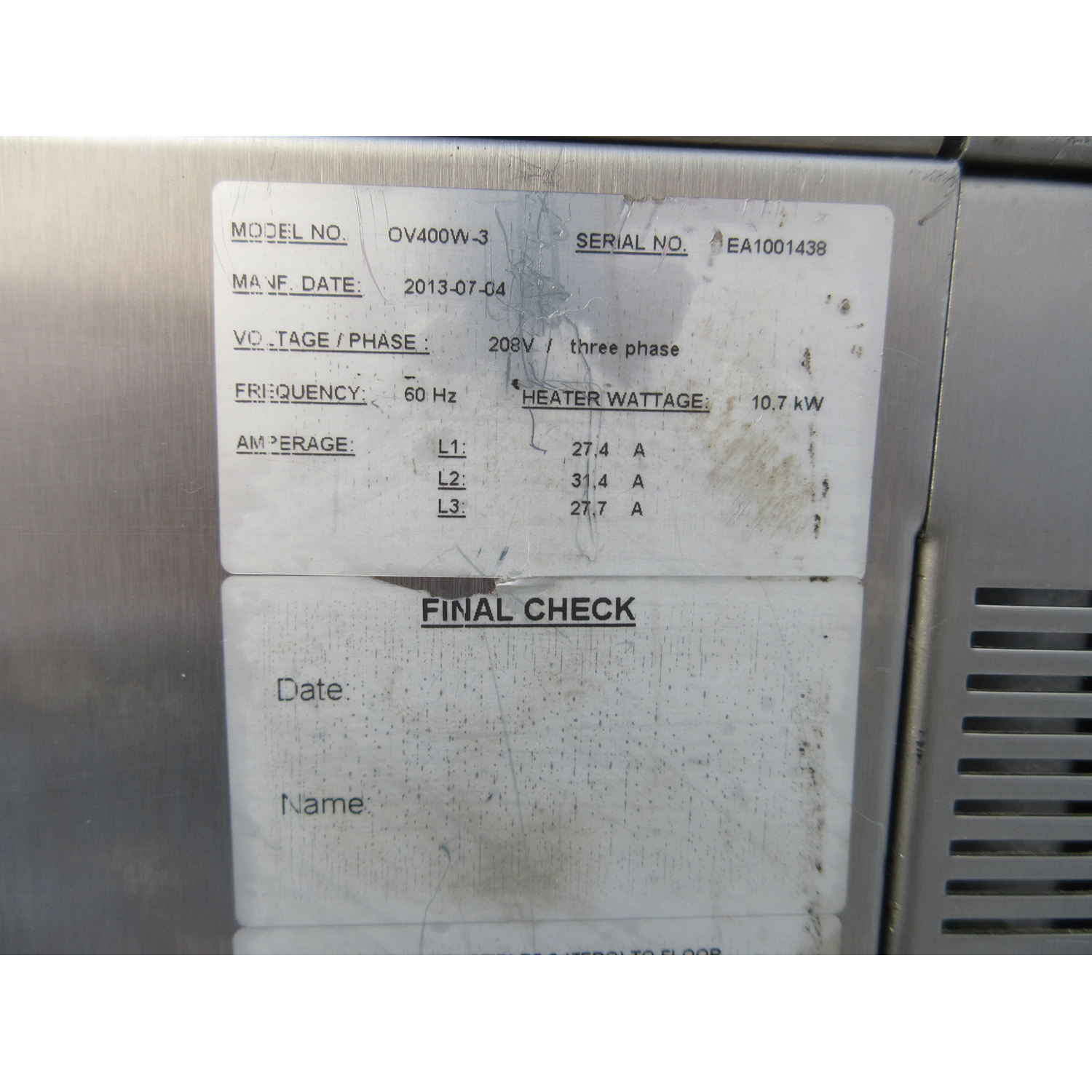 Hobart OV400W-3 3 Deck Bakery Oven, Electric, Used Excellent Condition image 8