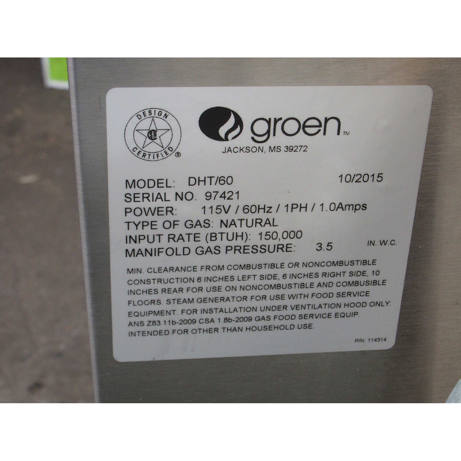Groen DHT60-INA/2 60 Gallon Tilt Kettle, With Tilt-out Twin Shaft Scraper Mixer, Brand New image 8