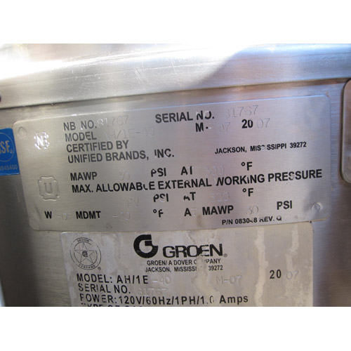Groen Steam Jacketed Gas Floor Kettle Model AH/1E-40 Used image 5