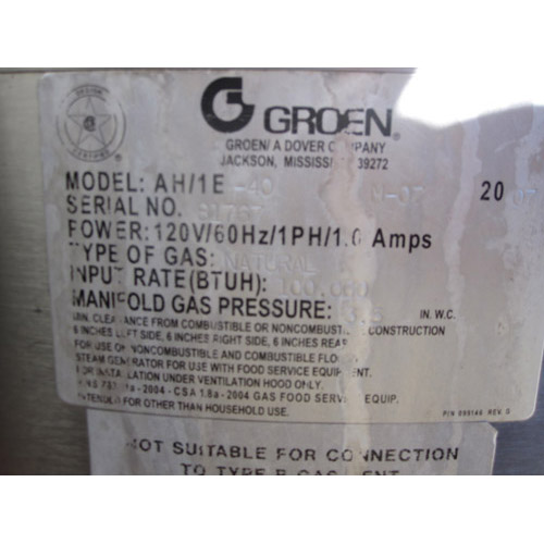 Groen Steam Jacketed Gas Floor Kettle Model AH/1E-40 Used image 6